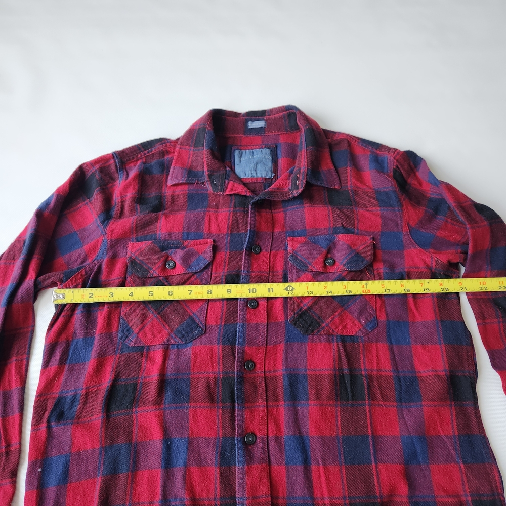 Bluenotes Womens Red/Navy Plaid Flannel Button Down Longsleeve Shirt - Picture 8 of 8